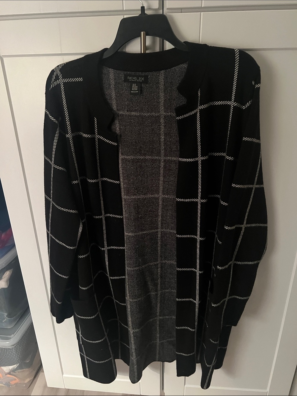 Rachel Zoe Black & Gray Windowpane Open-Front Cardigan